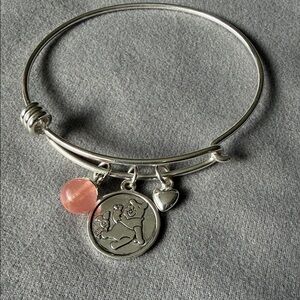 Silver Charm Bangle with Pink/Peach Accent